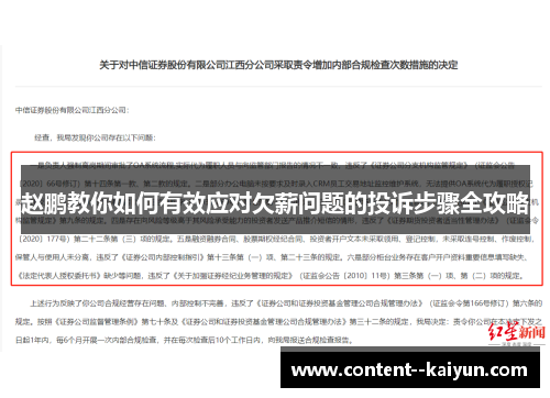 赵鹏教你如何有效应对欠薪问题的投诉步骤全攻略